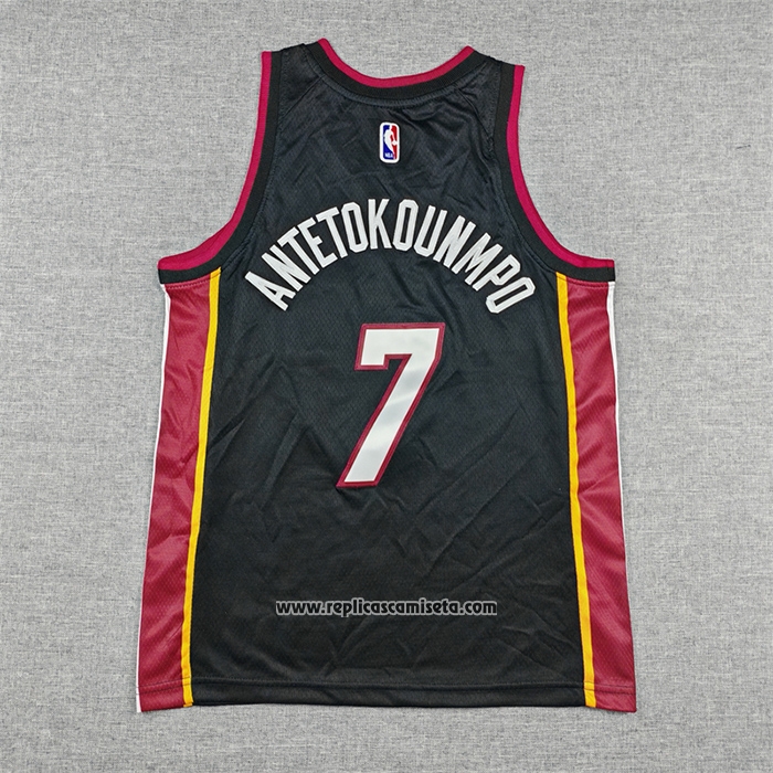 Camiseta Nino Miami Heat Giannis Antetokounmpo NO 7 Icon Negro
